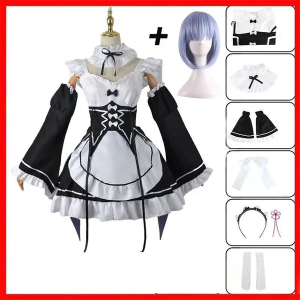 Anime Ram Brake Cosplay Re: Zero Kara Hajimeru Isekai Seikatsu Black Costume Girls Maid Clothes Women Apron Dress Halloween Cost